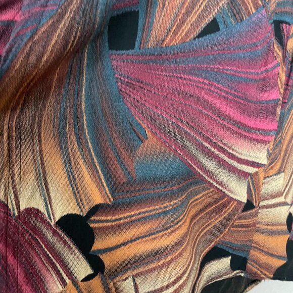 Vintage Blouse Graphic Pattern Handmade FLAWS Long Sleeve Fish Tail Secretary - Picture 12 of 13